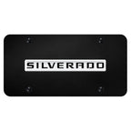 Chrome Name on Black License Plate - Officially Licensed for Chevrolet Silverado