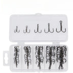 50pcs Treble Hooks for Soft Lure Fishing - Black High Carbon Steel