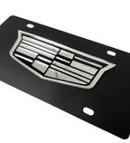 Vanity License Plate Black Stainless with Chrome Cadillac Logo for Cadillac (2009–2019)