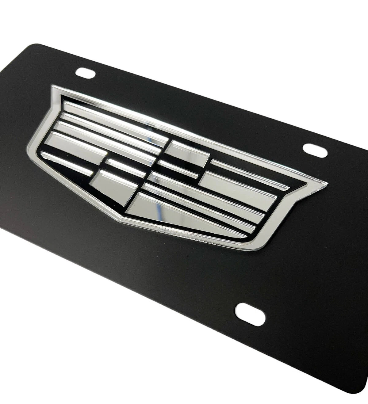 Vanity License Plate Black Stainless with Chrome Cadillac Logo for Cadillac (2009–2019)
