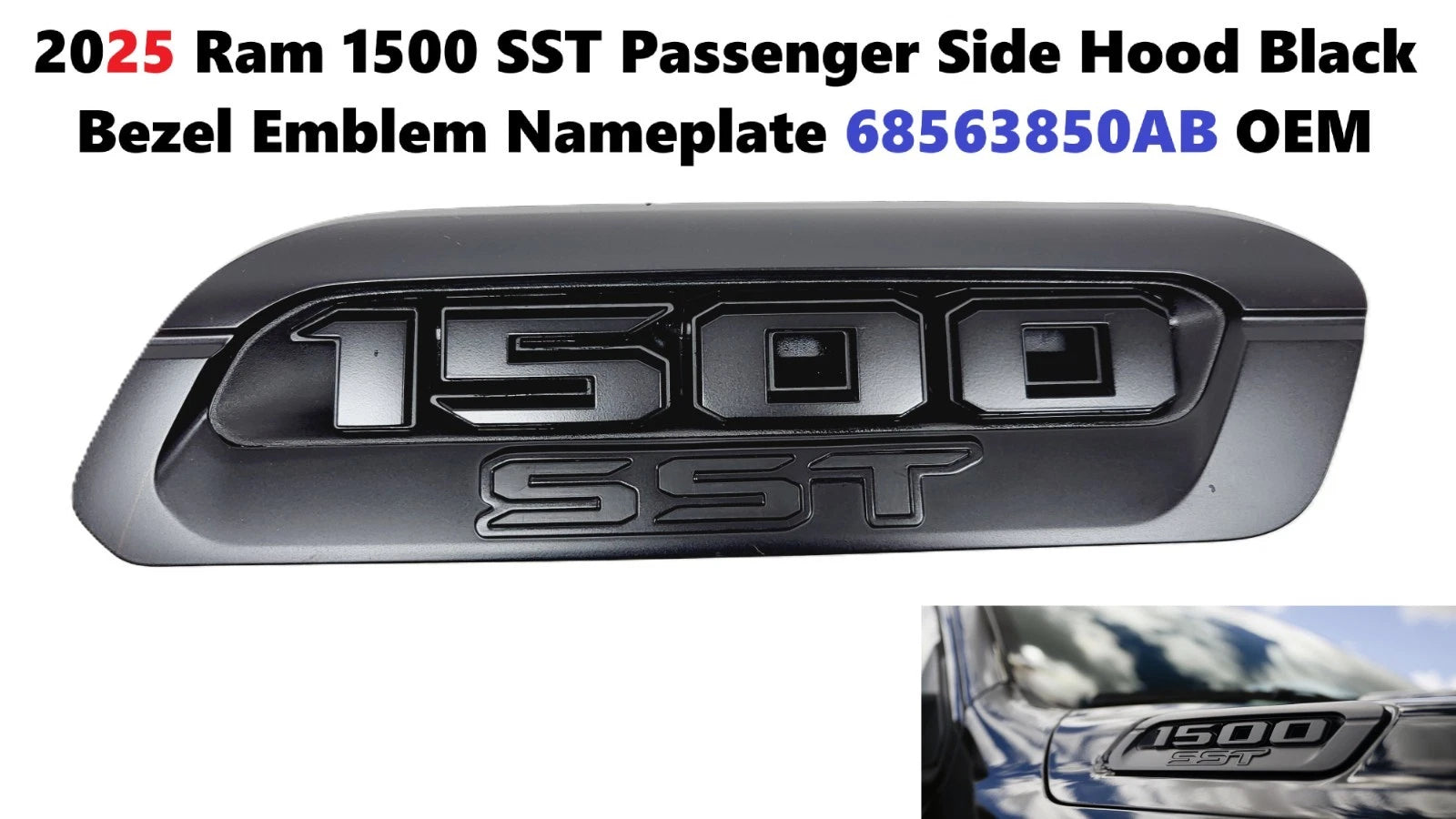Hood Bezel Emblem Nameplate for Ram 1500 (2025) 68563850AB