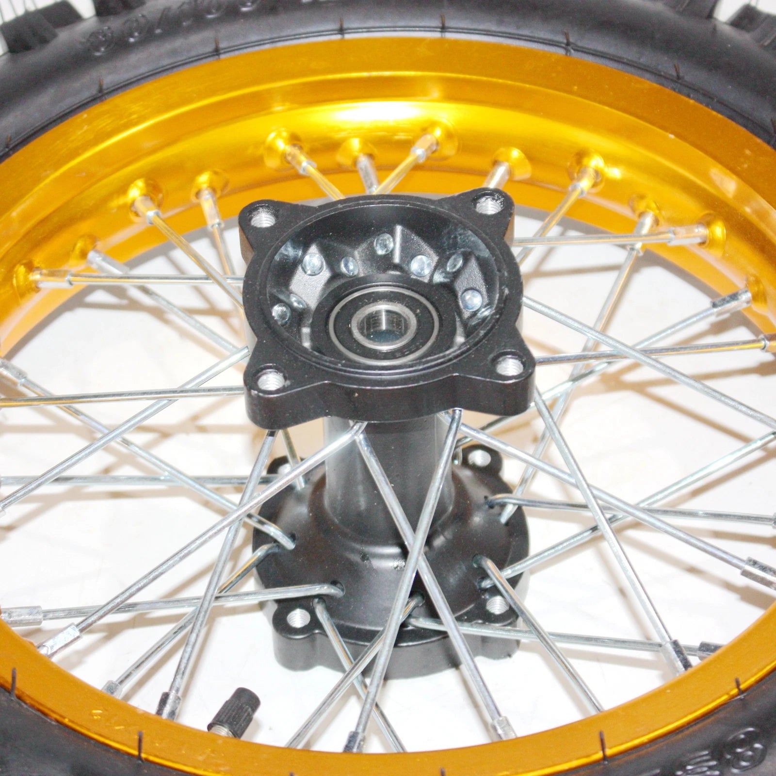 Set of 2 Gold 12mm Front + 15mm Rear Wheel Rim Tires for PIT PRO Dirt Bike