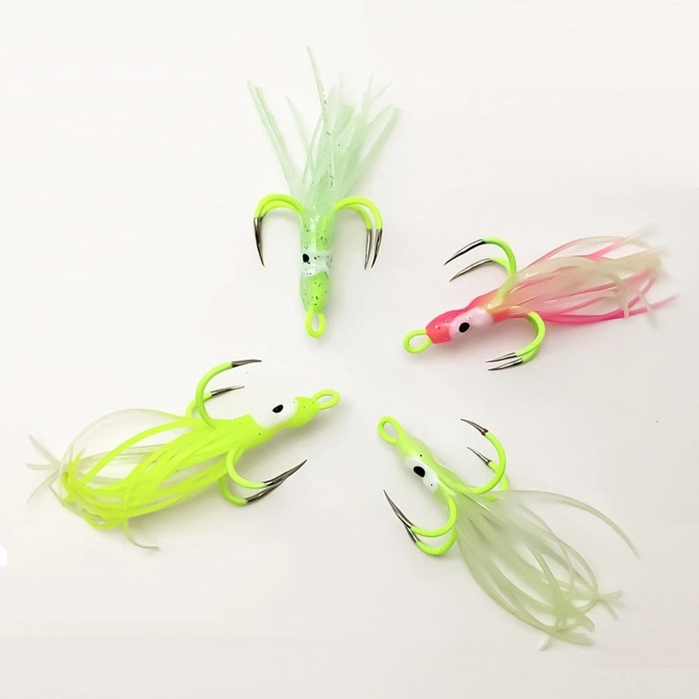 Glow Squid Lure with 4 Prong Hooks for Boat Fishing