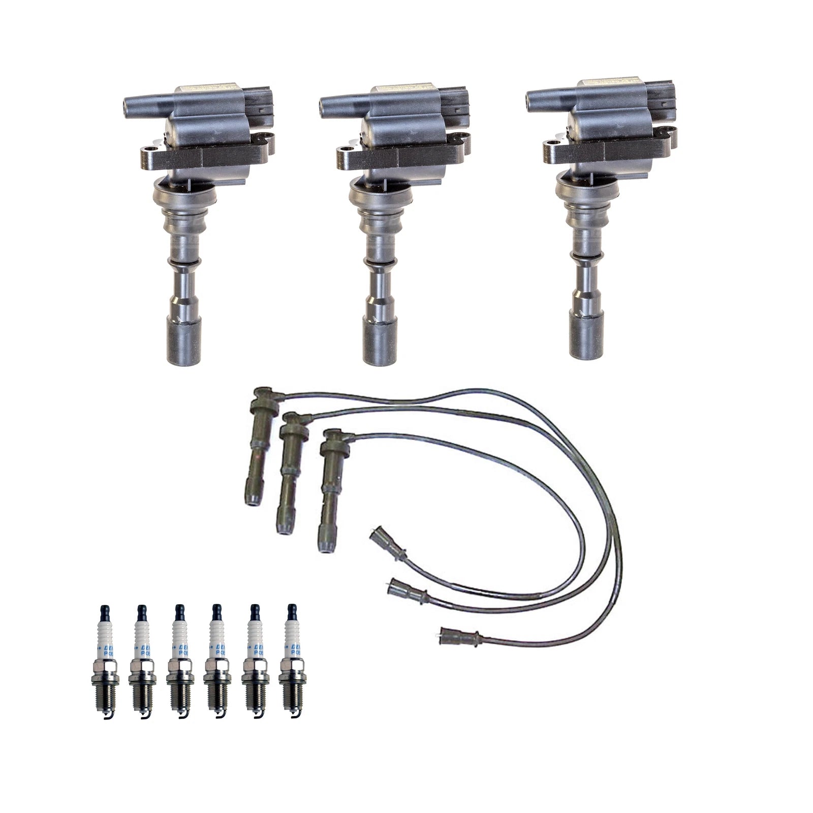 Set of 3 Ignition Coils & 6 Double Platinum Spark Plugs for Hyundai V6