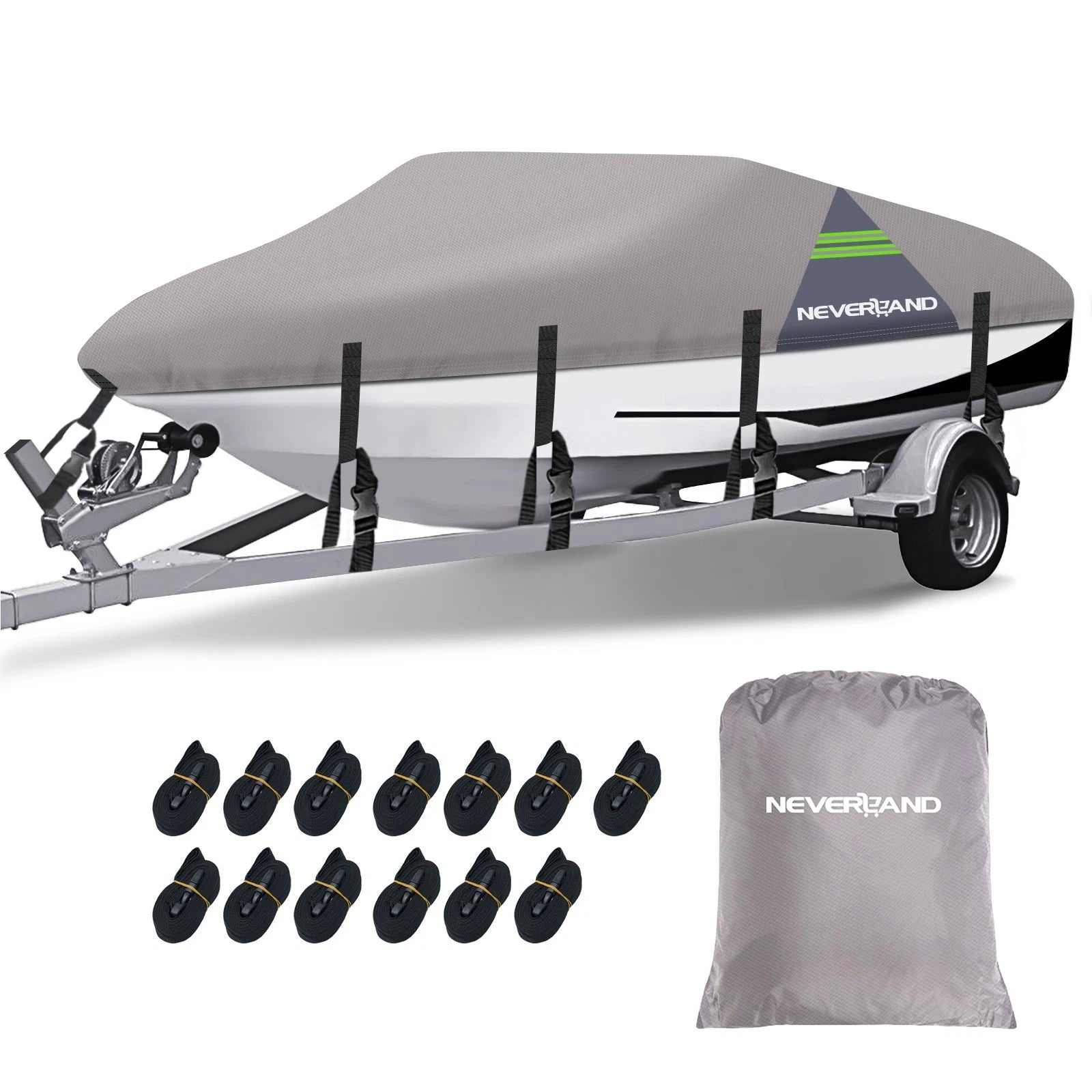V-Hull Boat Cover for 20-22 ft Speedboat (Heavy Duty, Waterproof, Trailerable)