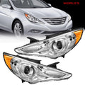 Halogen Headlight Set for Hyundai Sonata (2011–2014) Chrome Trim Amber Corner