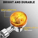 Set of 4 Chrome 12V Amber Turn Signal Indicator Lights for Universal Motorcycle