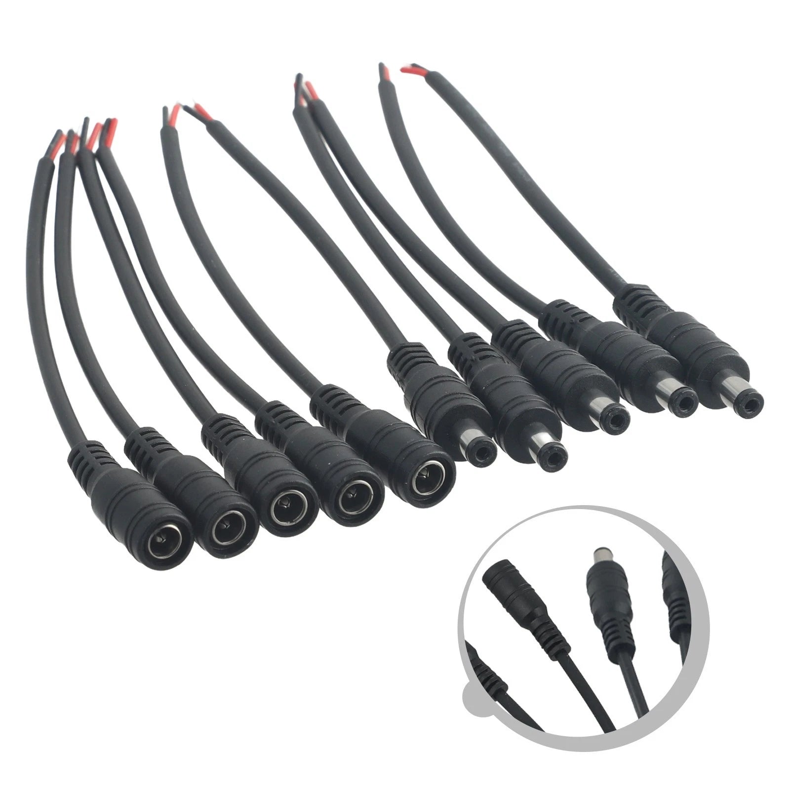 5 Pairs DC Power Cord 5.52.1mm LED Male Female Connector