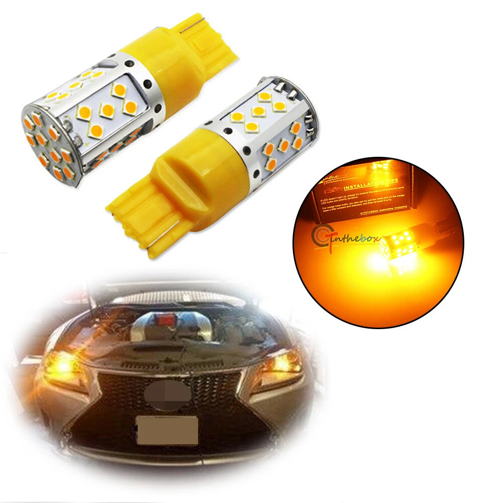 2X 7440 Amber LED Turn Signal Light Bulbs for Cars
