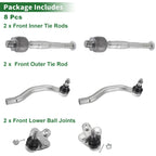 8pcs Front Suspension Kit Tie Rod End Ball Joint for Honda Civic (2006–2011)