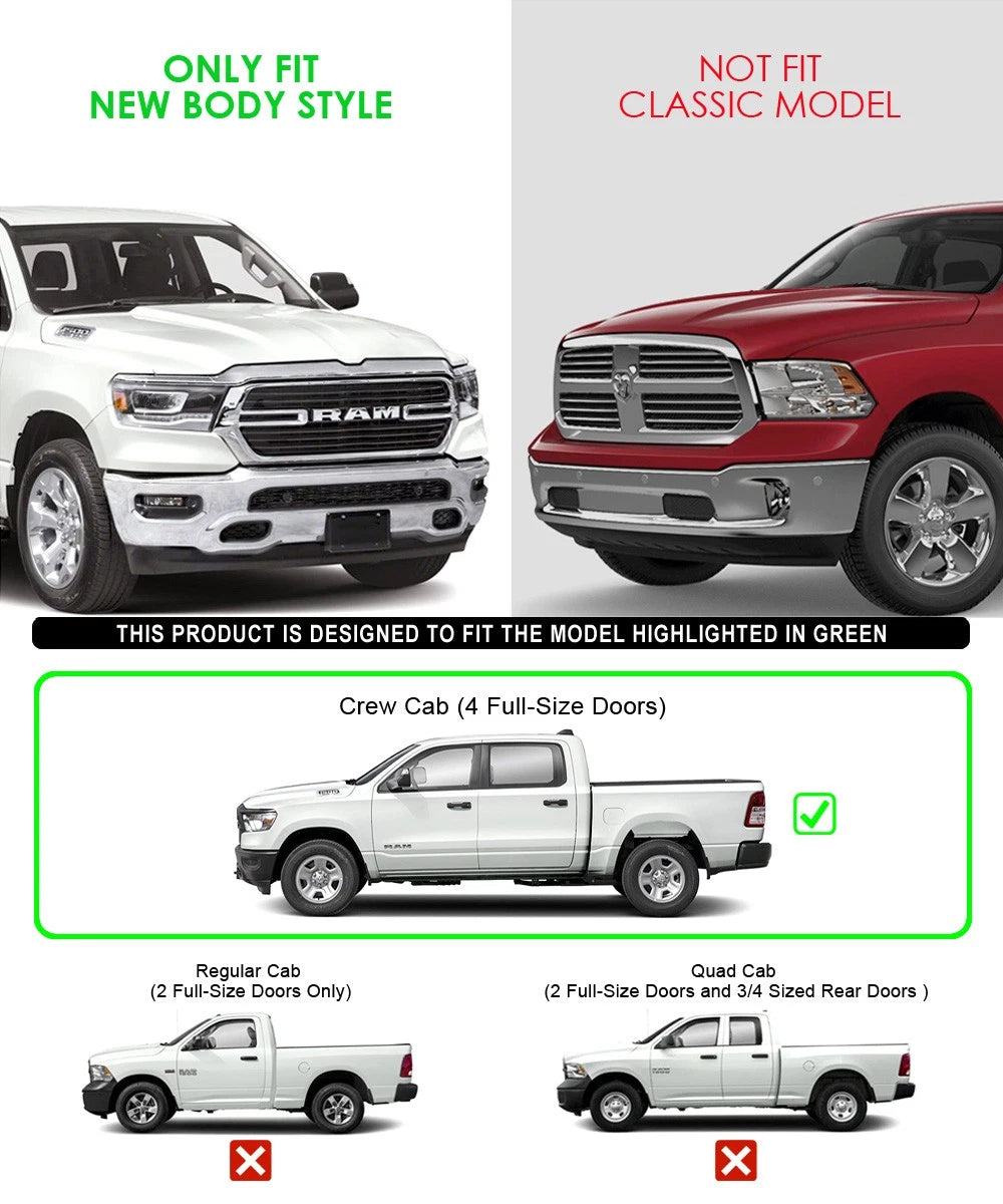 Set of 2 Running Boards for Dodge Ram 1500 Crew Cab (2019-2026)