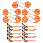 Set of 10 Heavy Duty 1.5" x 15' Ratchet Straps with J Hook