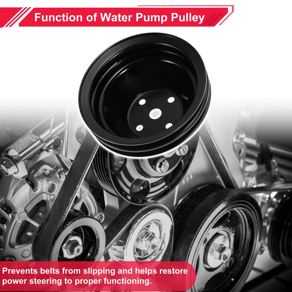 2X LWP Double-Groove Long Water Pump Pulley for Chevy SBC Small Block (1968–1986)
