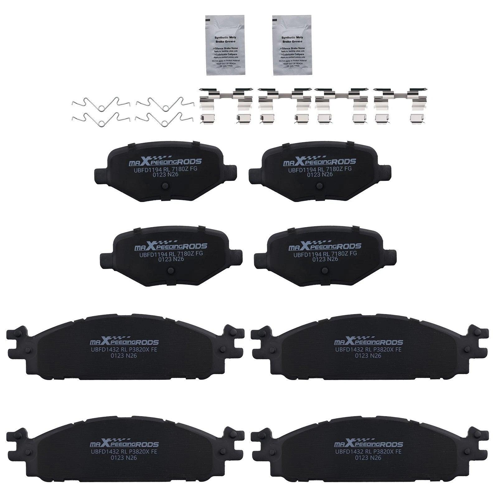 Front & Rear Brake Pads Kit for Ford Explorer, Flex, Taurus, Lincoln MKS, MKT (D1508)