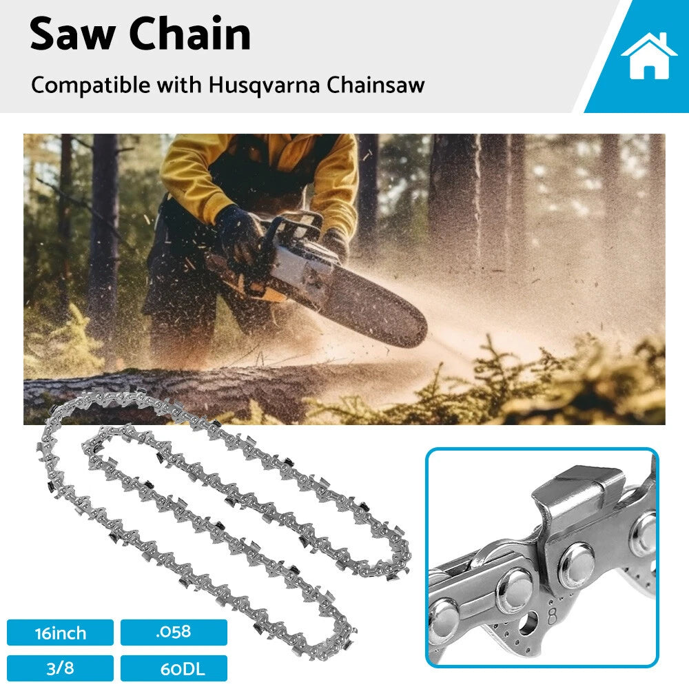 Tungsten Carbide Chainsaw Chain 16" 3/8 058 60DL for Husqvarna