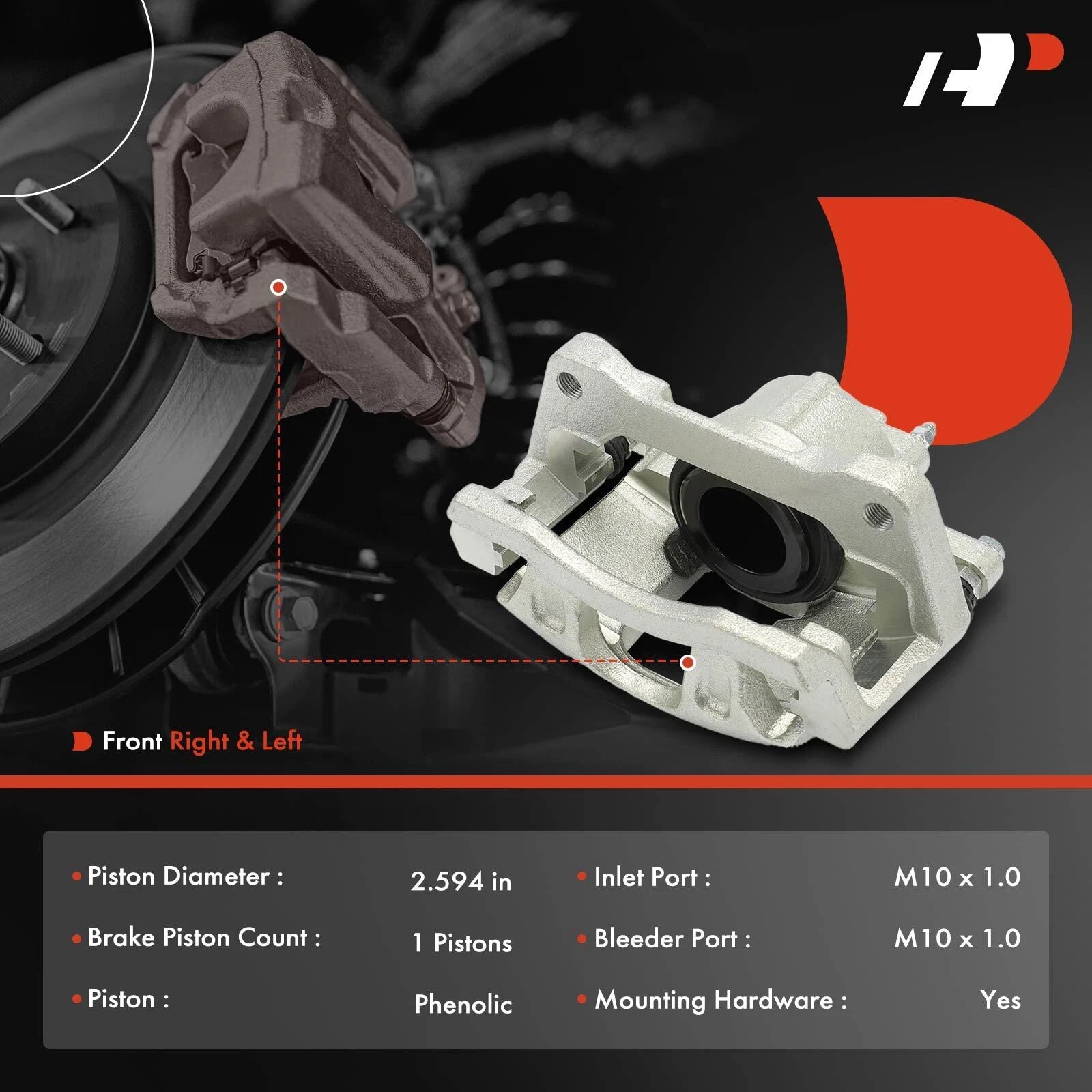 Front Brake Caliper Pair for Dodge Grand Caravan (2013–2016) Jeep Wrangler