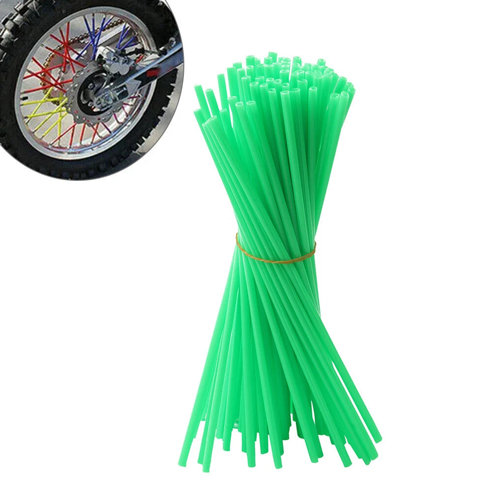 72pcs Spoke Skins Covers for Dirt Bike Wheel Rim Guard Protector Green