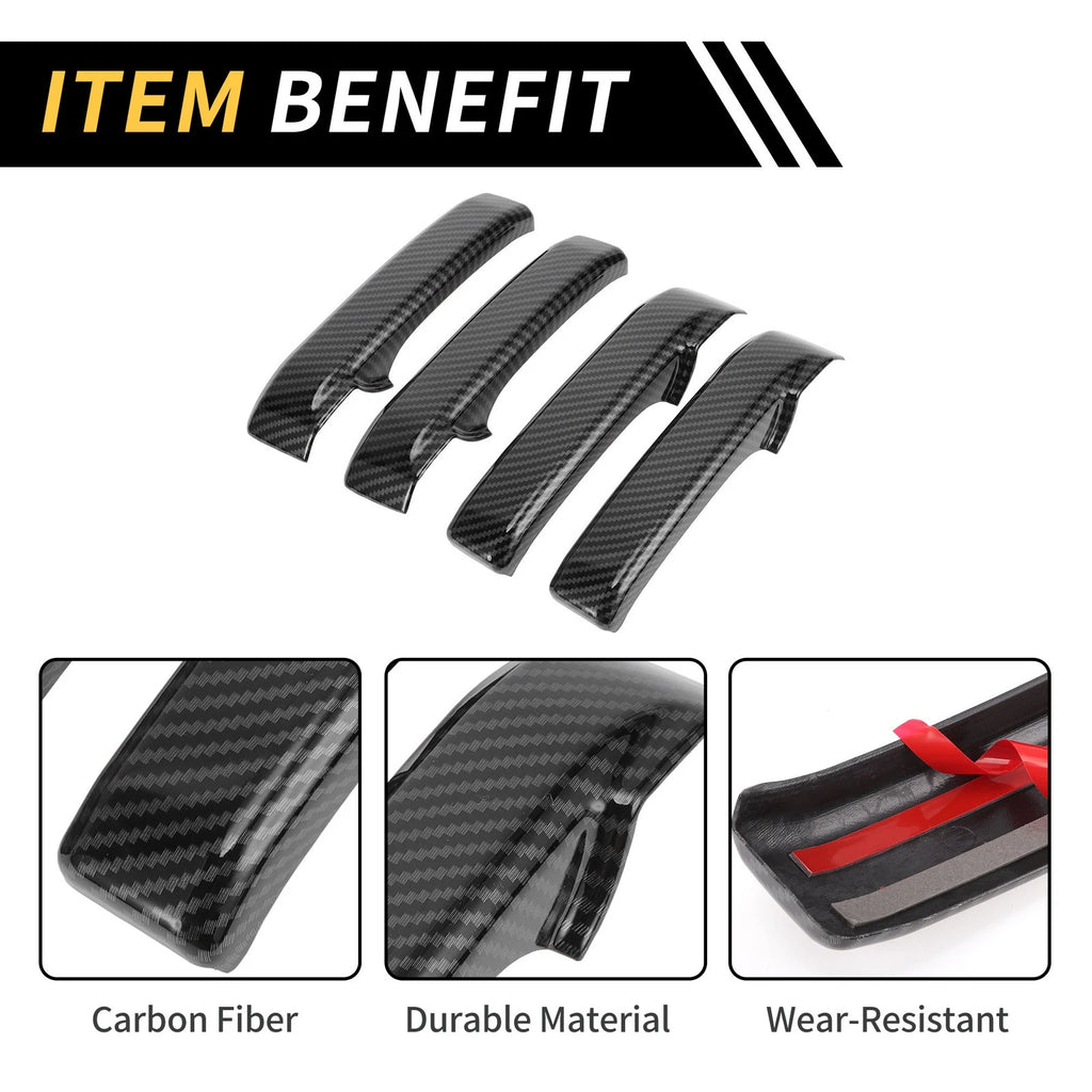 Set of 4 Carbon Fiber Door Handle Bezel Covers for Toyota Tundra (2014–2021)