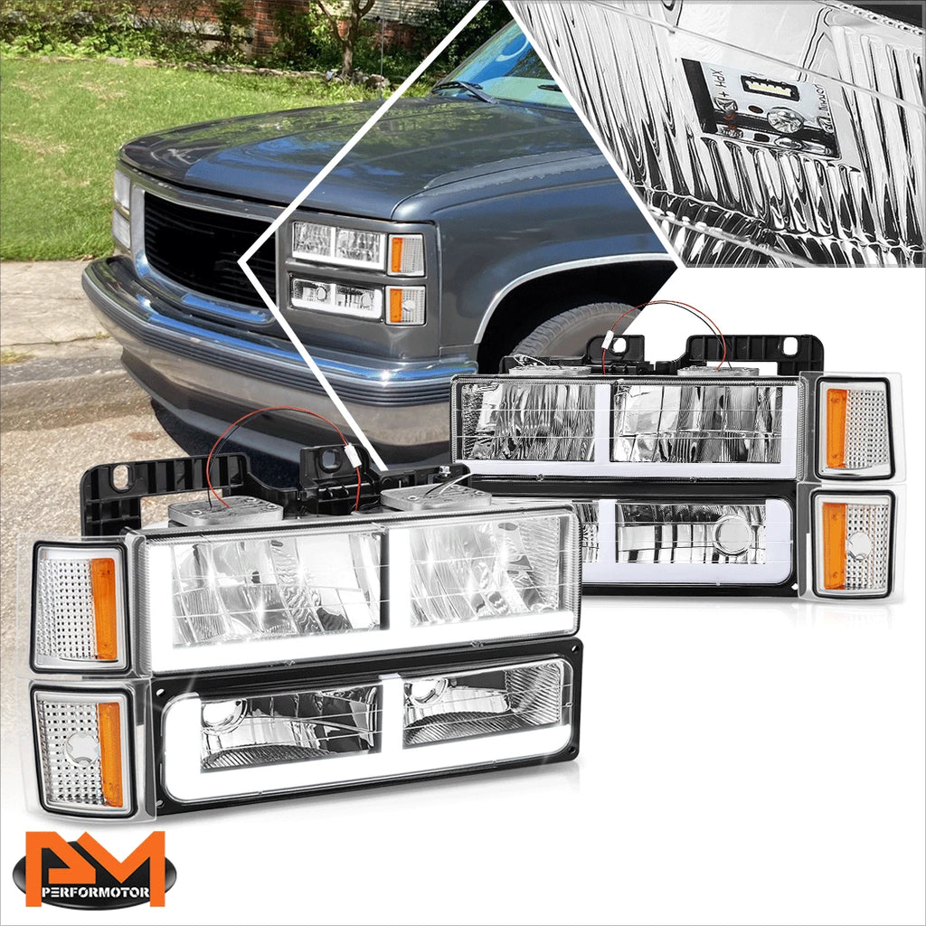 F-Shape LED DRL Headlight for Chevy C/K Pickup Suburban Tahoe (1994–2000)