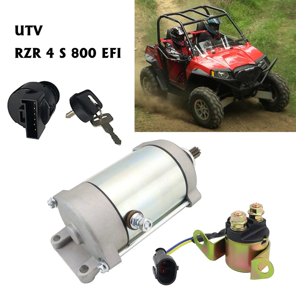 Starter for Polaris RZR 800 4 EFI (2010–2014) with Relay & Ignition Key Switch