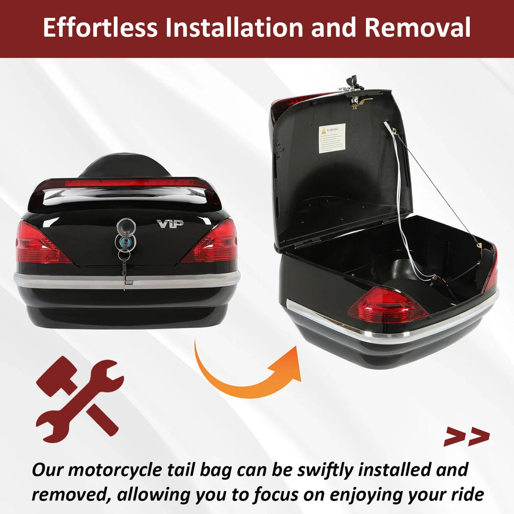 Tail Box Luggage Pack with Tail Light for Harley Honda Yamaha