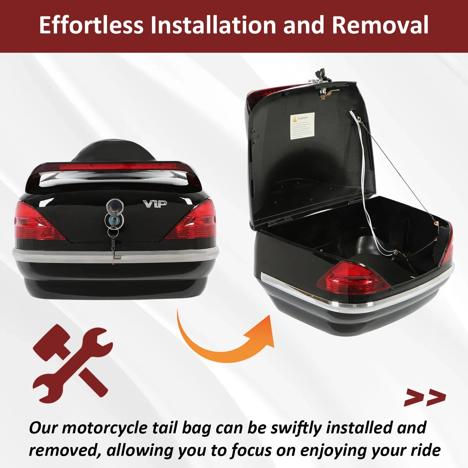 Tail Box Luggage Pack with Tail Light for Harley Honda Yamaha
