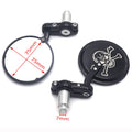 Black Skull 3" Round Handlebar End Mirrors for Street Sports Bikes (All Years)
