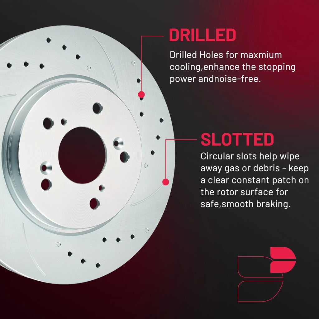 Front and Rear Drilled Rotors & Ceramic Pads for Honda CR-V (2015-2016)