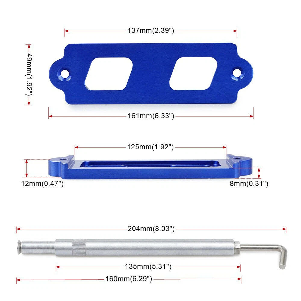 Blue Aluminum Battery Tie Down Kit for Honda Civic