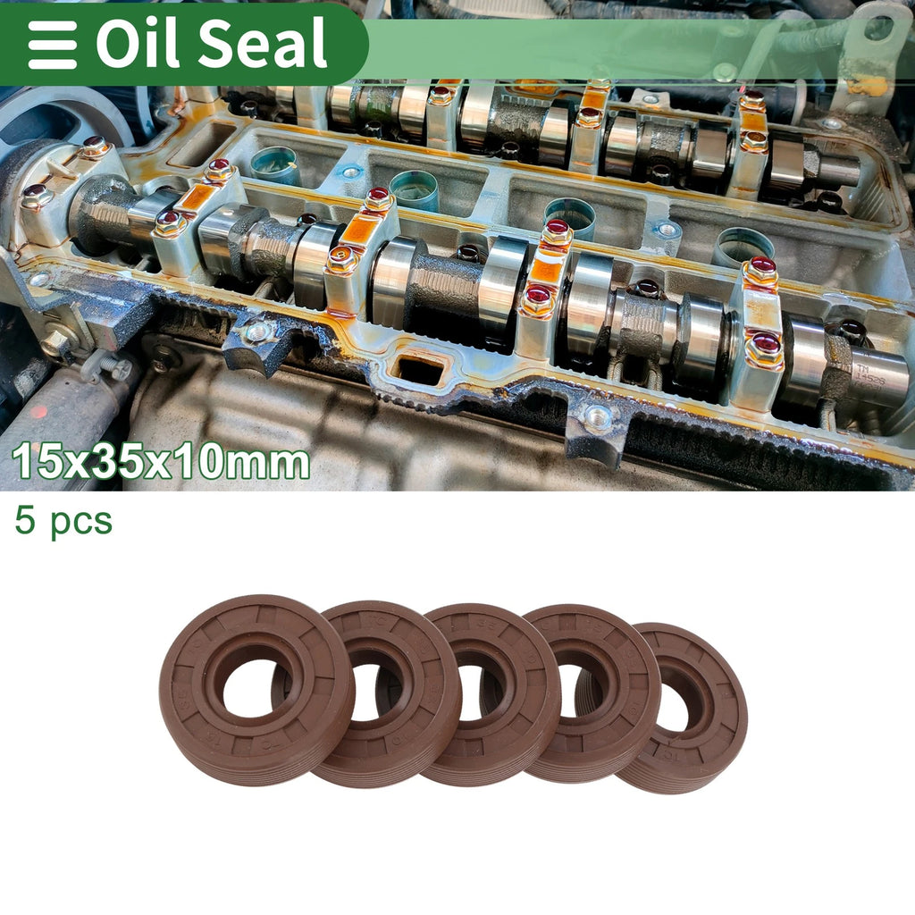 Oil Seal FKM Rubber 15x35x10mm for Various Models (5 Pcs)