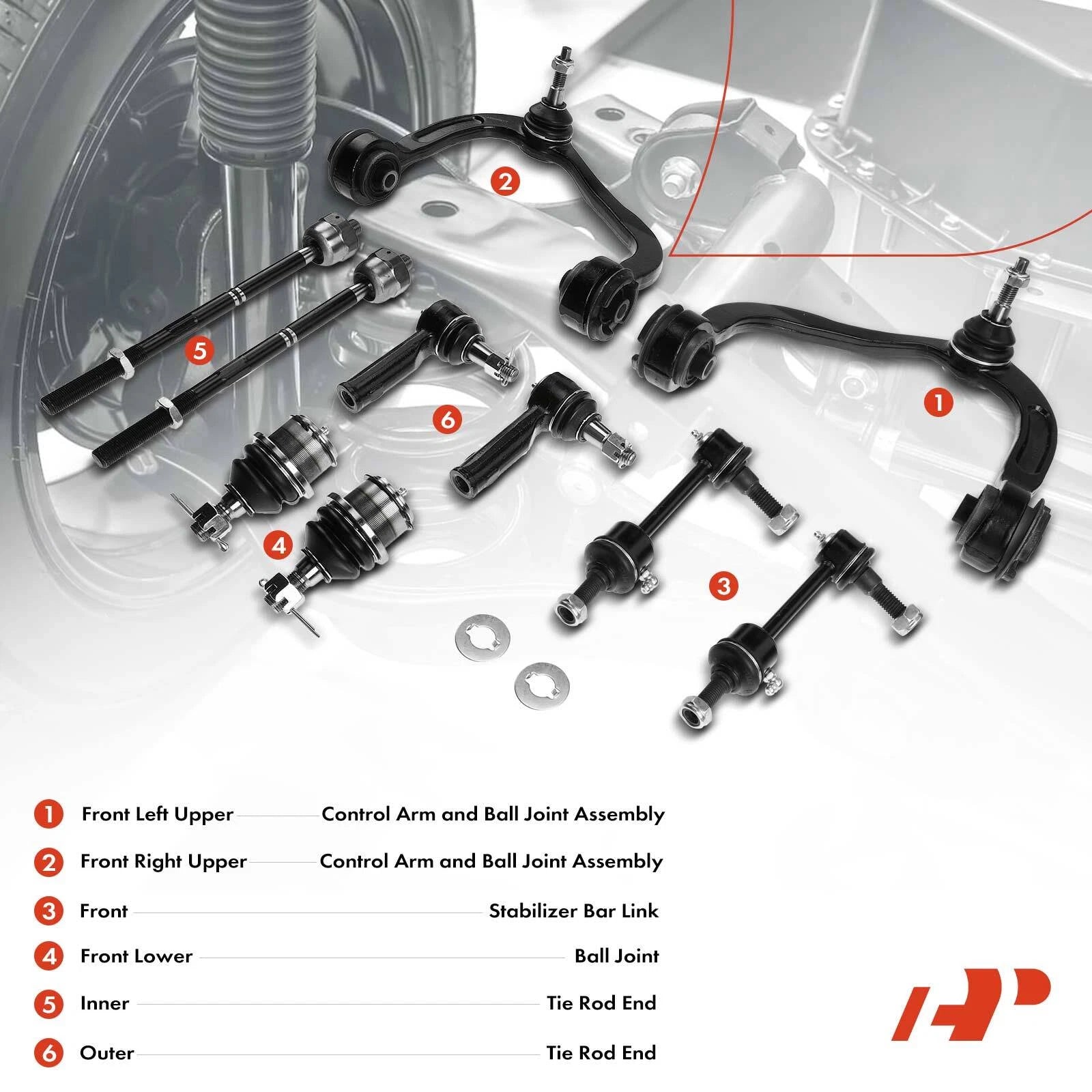 10x Front Control Arm Sway Bar Link Tie Rod for Ford F-150 (2004–2005)