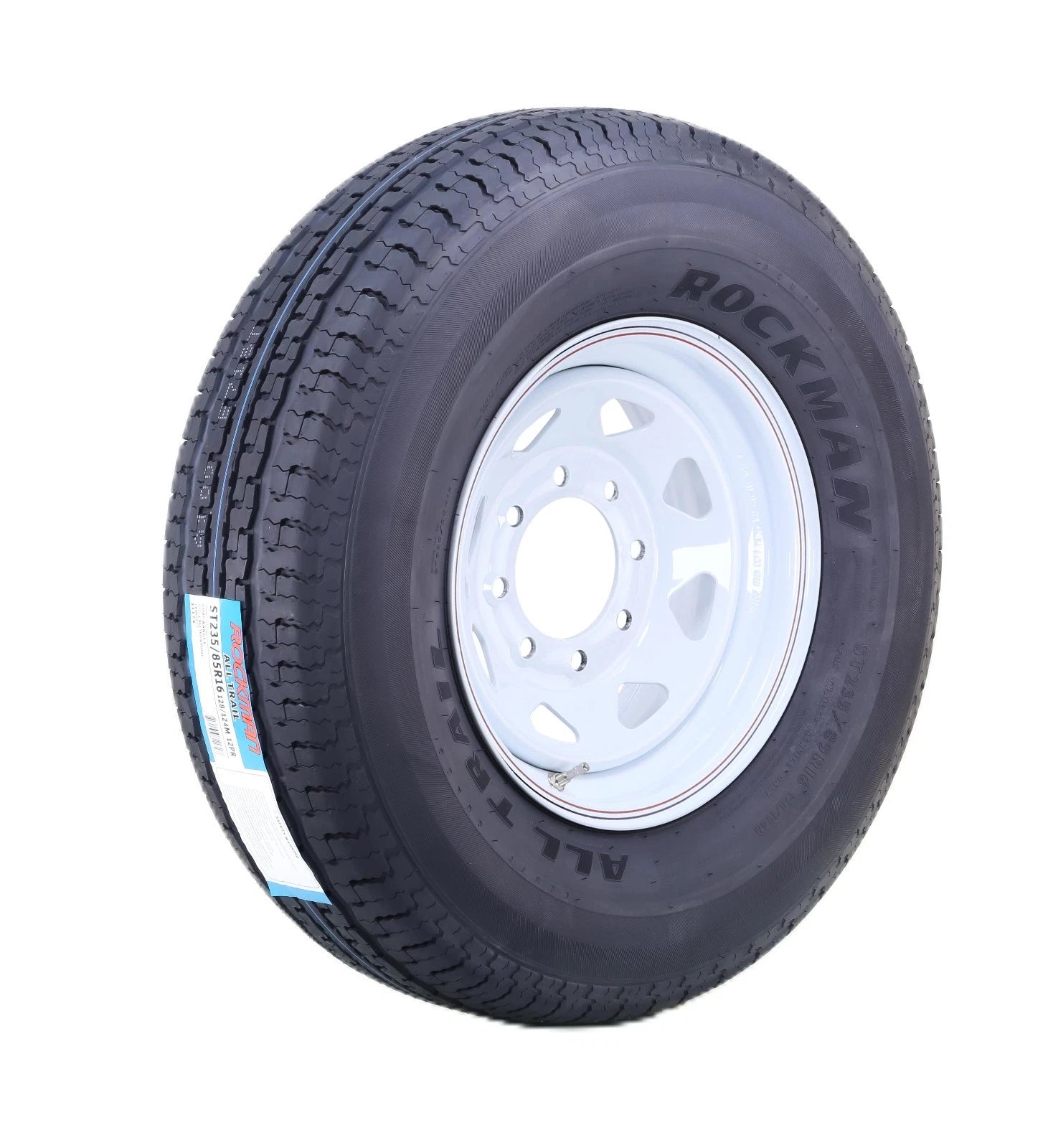 ROCKMAN Trailer Tire & Wheel ST235/85R16 12-Ply 8x6.5 PCD White Spoke Rim