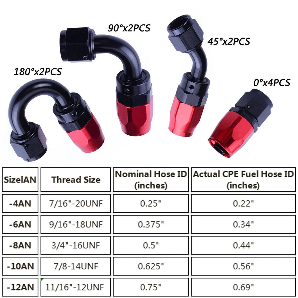 10FT Nylon Braided CPE Oil Gas Fuel Line Hose End Fitting Kit 10AN for Universal