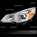Chrome Housing Amber Side Projector Headlight for Subaru Outback/Legacy (2010–2014)