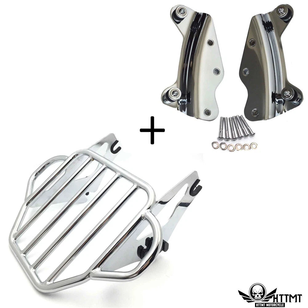 2X Chrome Detachables Luggage Rack Docking for Harley Touring Road King (2014–2019)