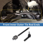 4pcs Front Inner Outer Tie Rod Ends for Dodge Dakota (2000-2004) 4WD