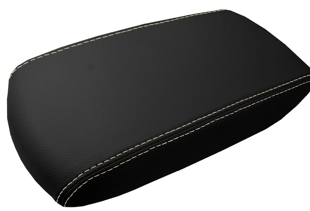 Leather Console Lid Armrest Cover for Toyota RAV4 (2013–2018) Beige Stitch