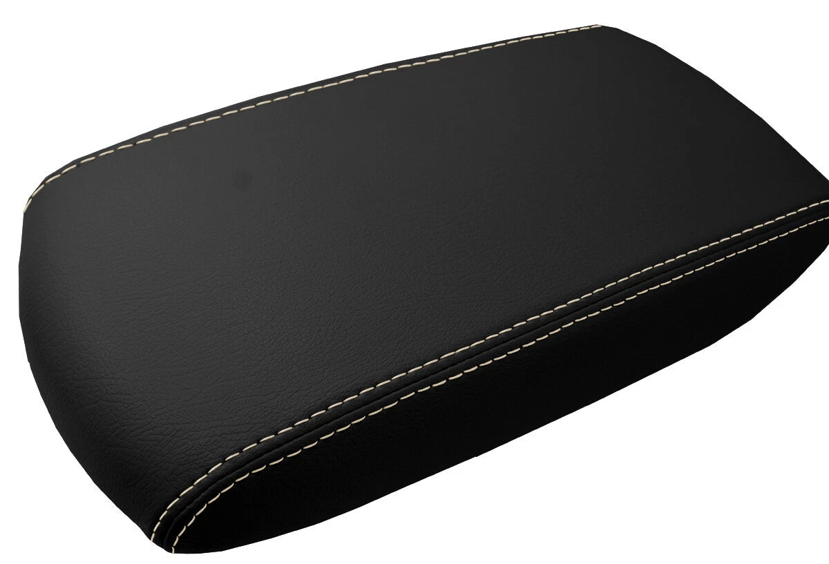 Leather Console Lid Armrest Cover for Toyota RAV4 (2013–2018) Beige Stitch