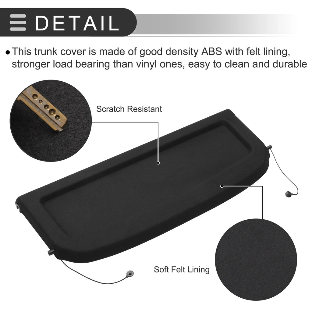 Rear Parcel Shelf Boot Load Cover for Ford Fiesta (2018–2022) Black