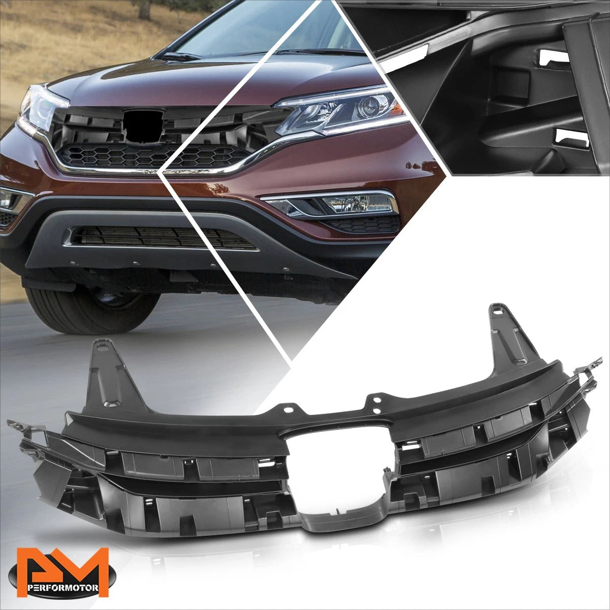 Upper Grille Shell for Honda CR-V (2015–2016) Matte Black w/Badge Slot