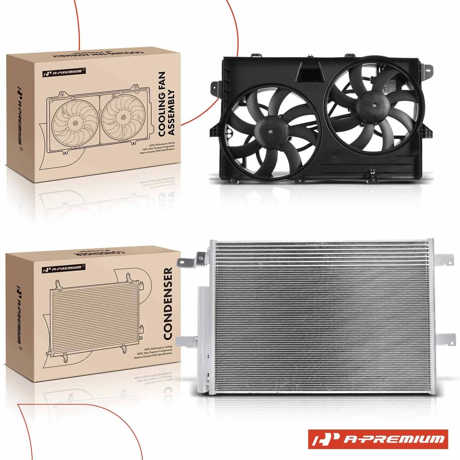 2X AC Condenser & Dual Cooling Fan Assembly for Ford Edge (2015–2023)