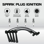 Set of 4 Spark Plug Wires + 4 Spark Plugs for Kia Rio (2001–2005) 1.5L 1.6L