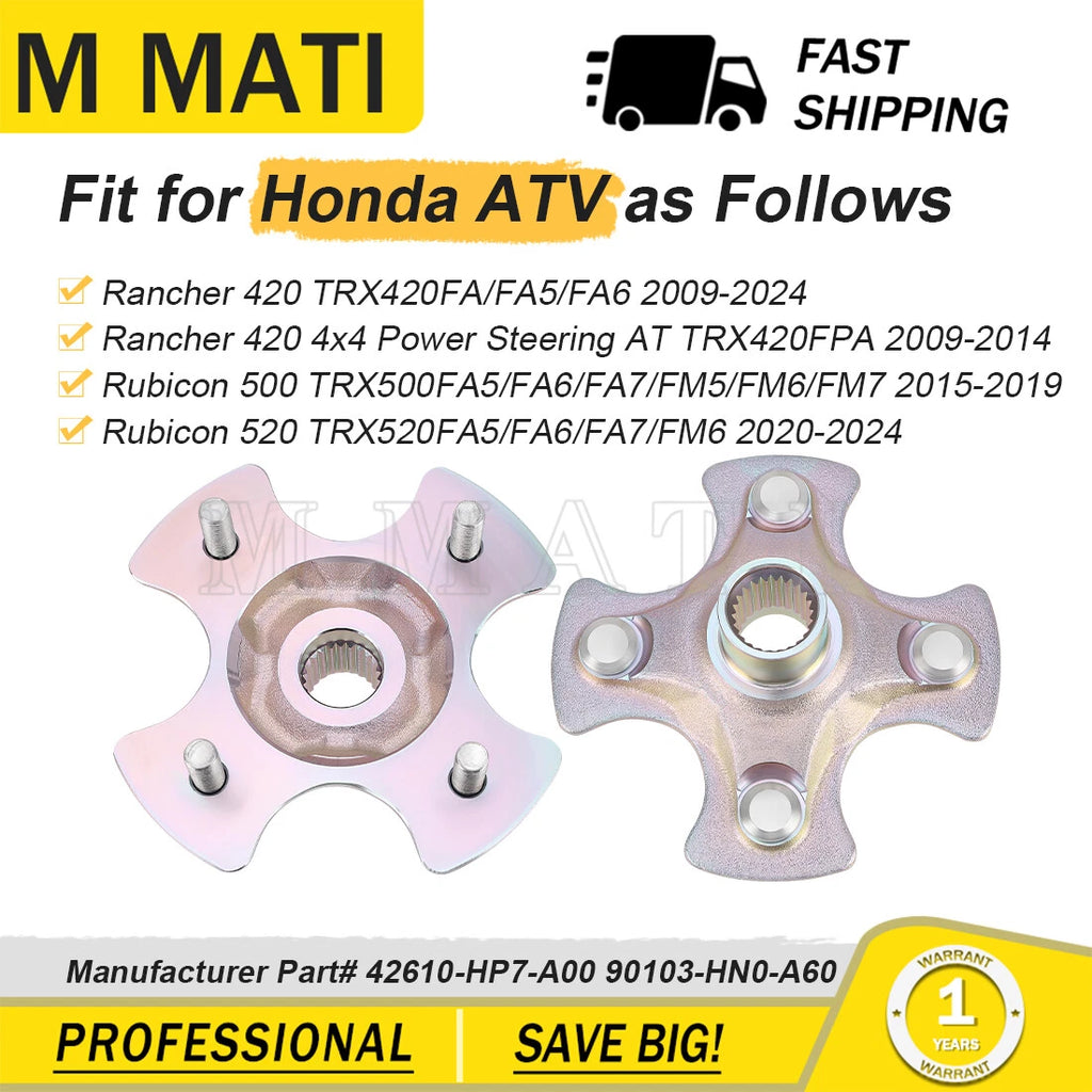 2x Rear Wheel Hubs for Honda Rancher 420 TRX420FA/FA5/FA6 (2009–2024)