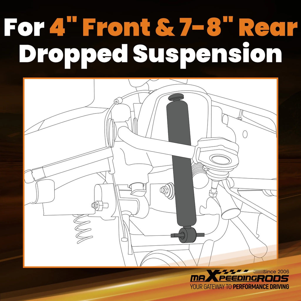 Front & Rear Lowering Shocks 4" Drop for C1500 2WD (1988–1998)