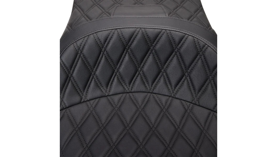 Drag Spec Freedom Seat for Harley FLH (2009–2023) - Vinyl, Double Diamond Black Stitch