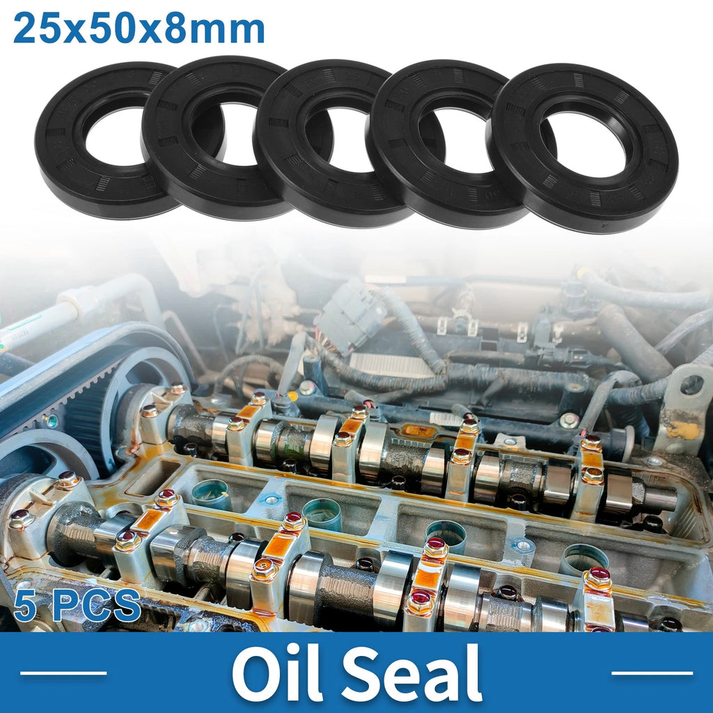 Set of 5 Oil Seal Rotary Shaft Seal Nitrile Rubber 25x50x8mm