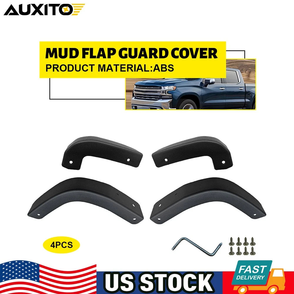 Set of 4 Mud Flap Guard Delete Covers for Silverado 1500 (2019–2025)