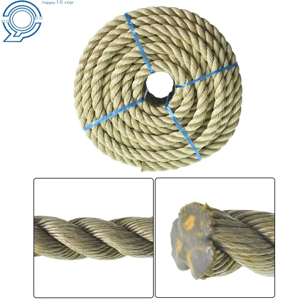 3/4" Manila Rope PP 3 Strand Twisted Bull Rope 100' for Arborist