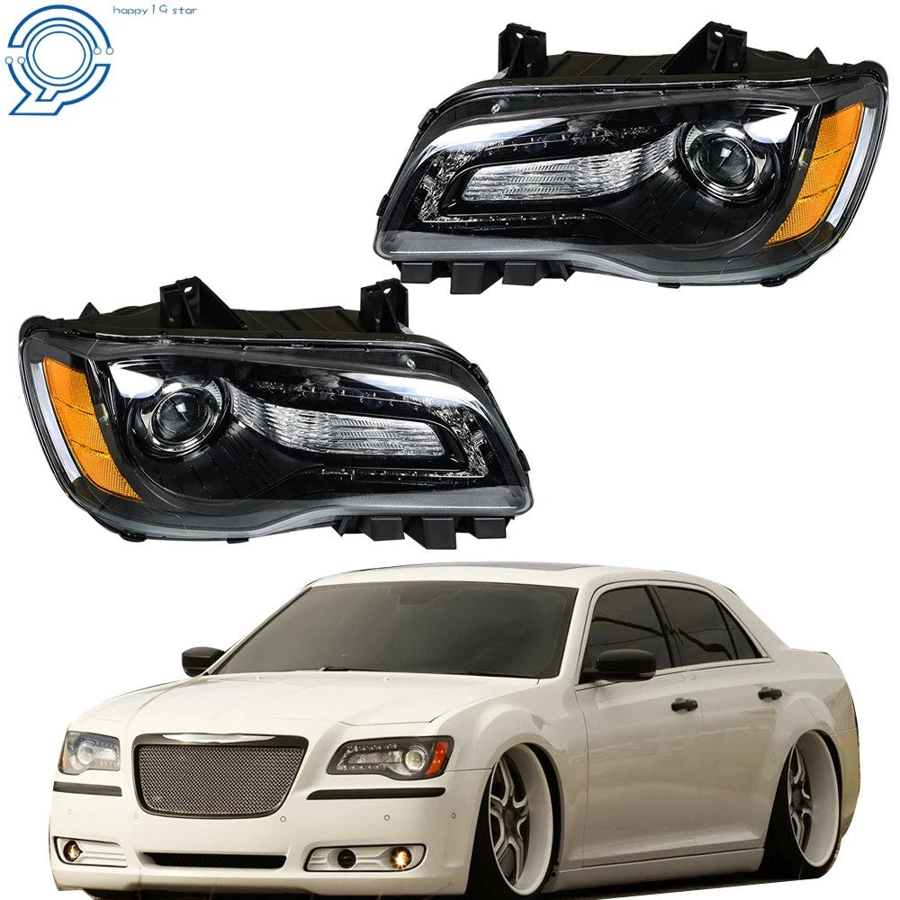 Headlight Assembly for Chrysler 300 (2011–2014) Halogen Black Clear
