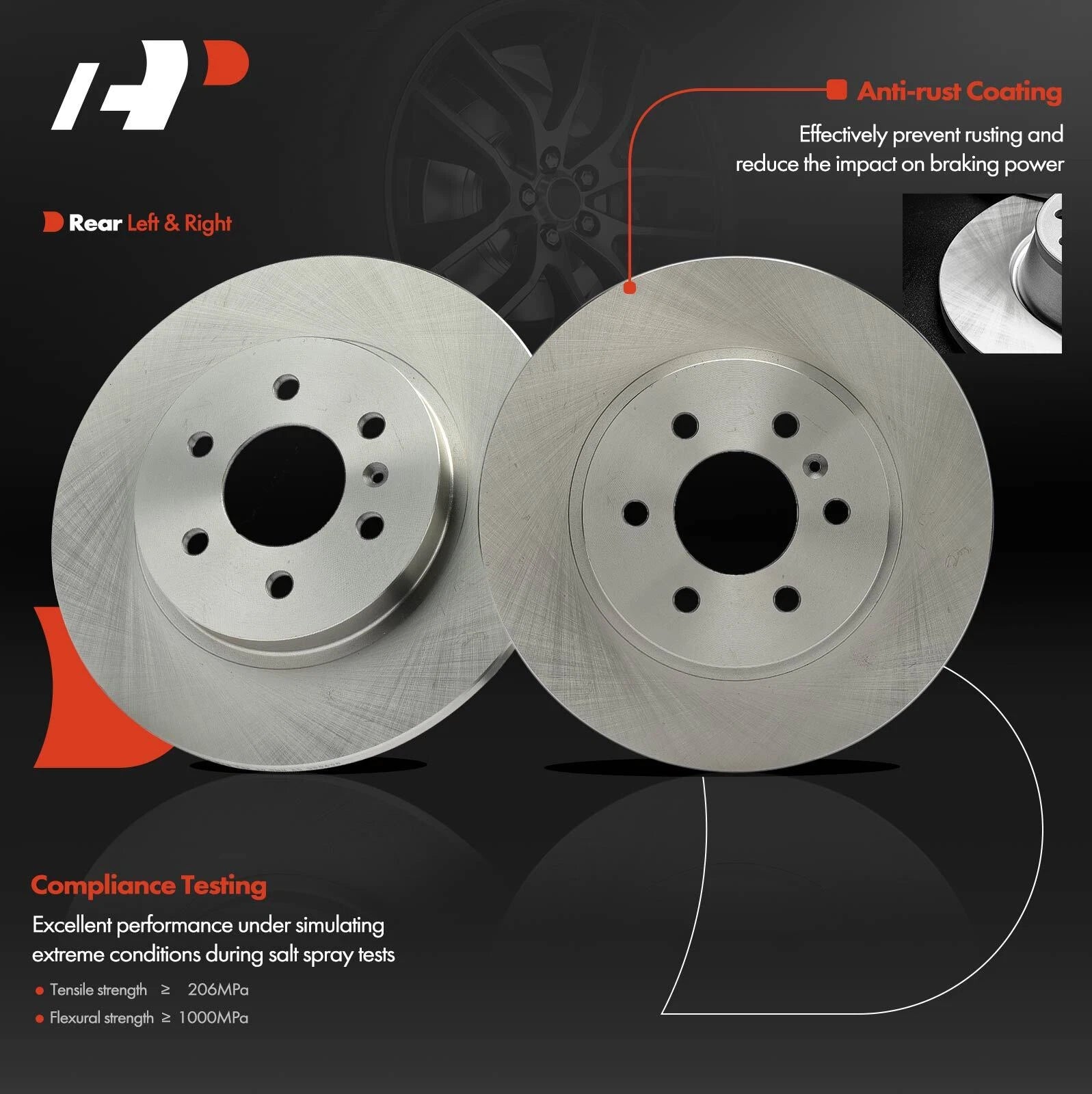 Rear Disc Brake Rotors & Ceramic Pads for Chevy Uplander Buick Terraza (2005–2008)